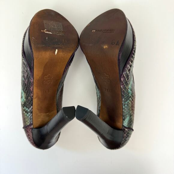 Donald J. Pliner Womens Platform Peep Toe Heels Size 7.5 Snake Print Leather - Picture 9 of 11